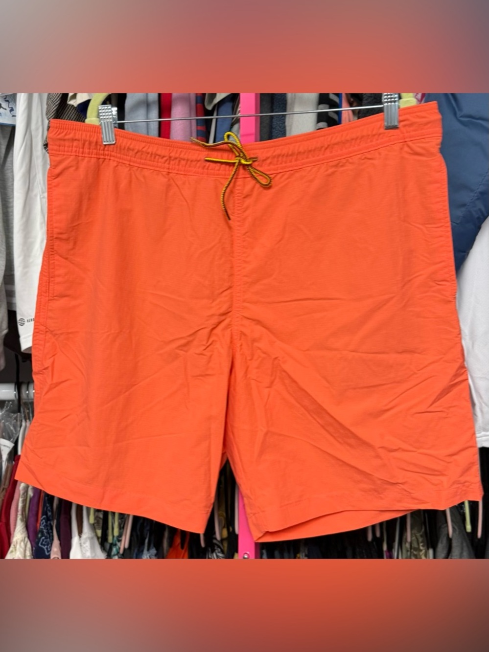 Timberland men’s size XL shorts solid orange loose fit elastic waistband $55 new
